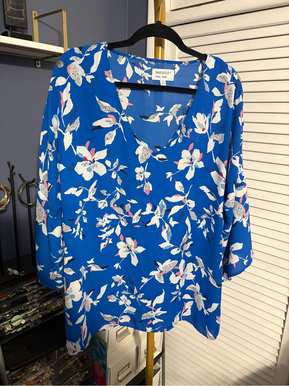 Scott Blue Floral V-Neck Blouse